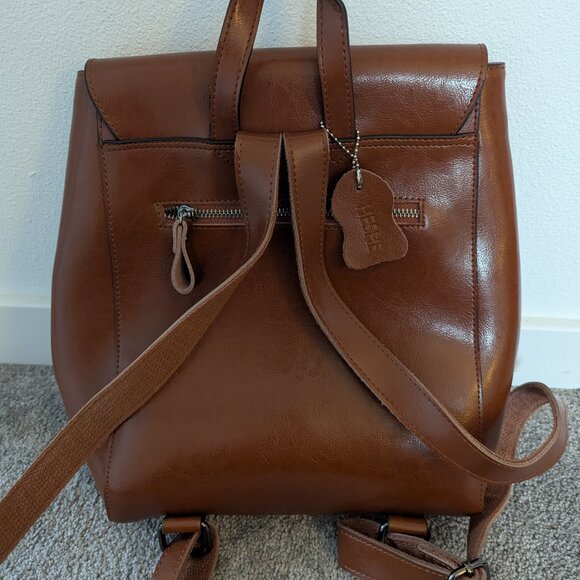 HESHE Brown Leather Backpack main image 5